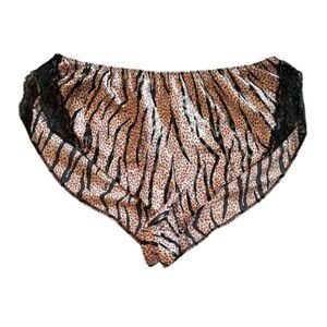Victorias Secret Shorts Satin Lace Animal Print Logo Small Intimates Lingerie